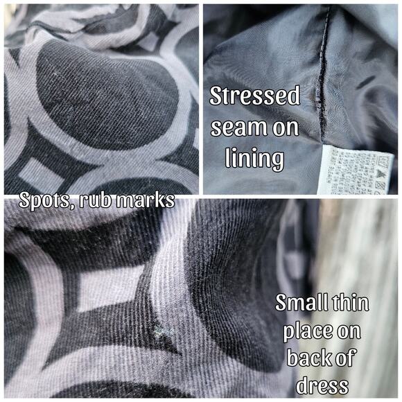 Corduroy Dress Boden Size M Black Gray Circle Print Button Crop Sleeve Pockets - Picture 6 of 9